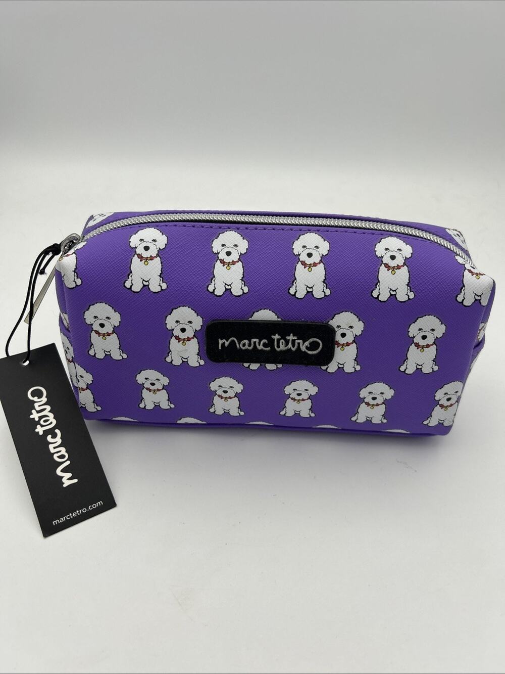 Marc Tetro Purple Bichon Frise Dog Cosmetic Or Travel Bag New With Tags Retired